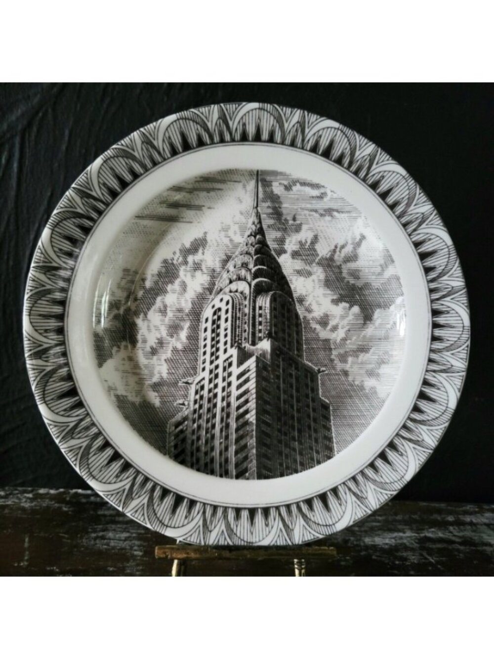 Chrysler Building Salad / Dessert Plate Illustration By Kent Barton NYC Plate Wa
